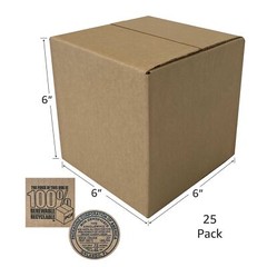 UOFFICE Corrugated Boxes 6″ x 6″ x 6″ Cube Boxes – Bundle of 25