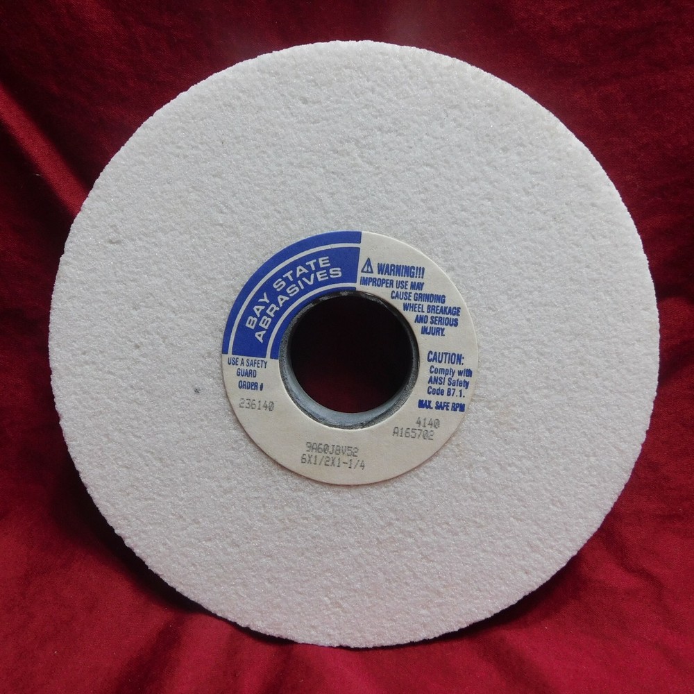 Bay State Abrasives 6″X1/2″X1-1/4″ 9A60J8V52 Grinding Wheel 4140 Max RPM’s