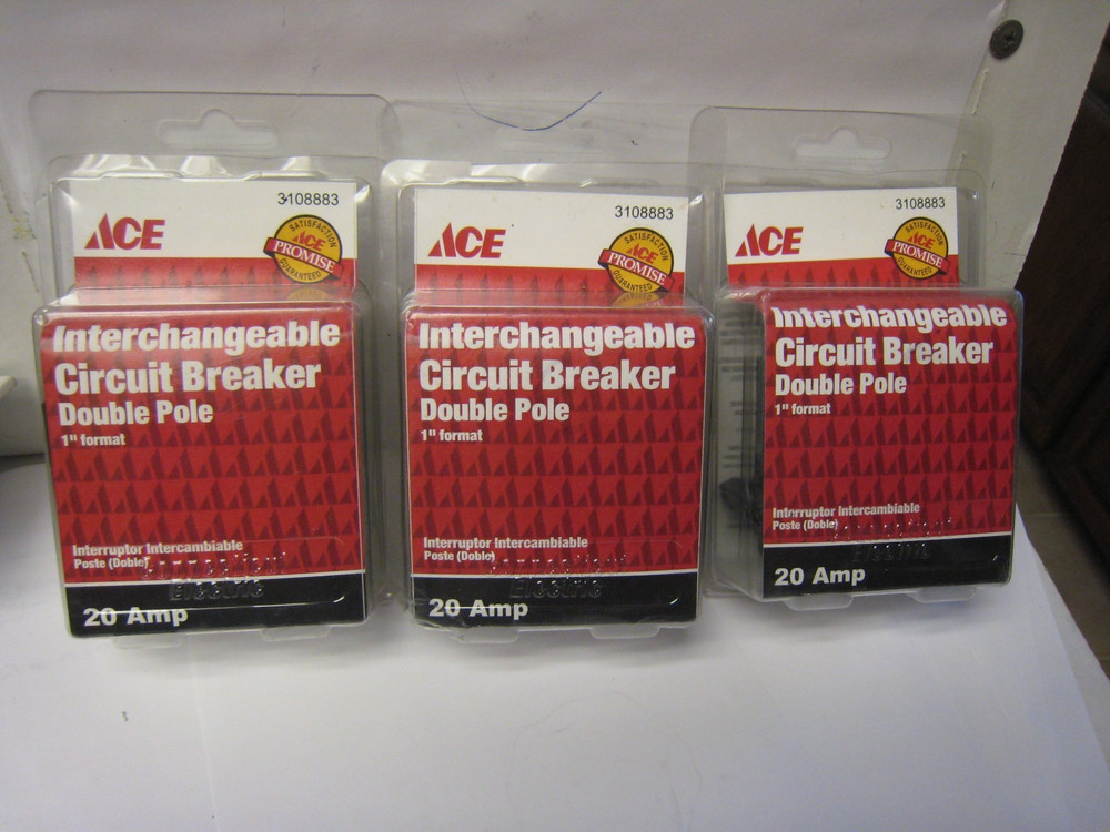 3 yes 3 Interchangeable Ace 20 Amp Double Pole Circuit Breaker 3108883 FREE SHIP