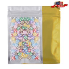 100 Flat Clear/Silver/Gold Metallized Foil Resealable Bags 8.5x13cm (3.3×5.1″)