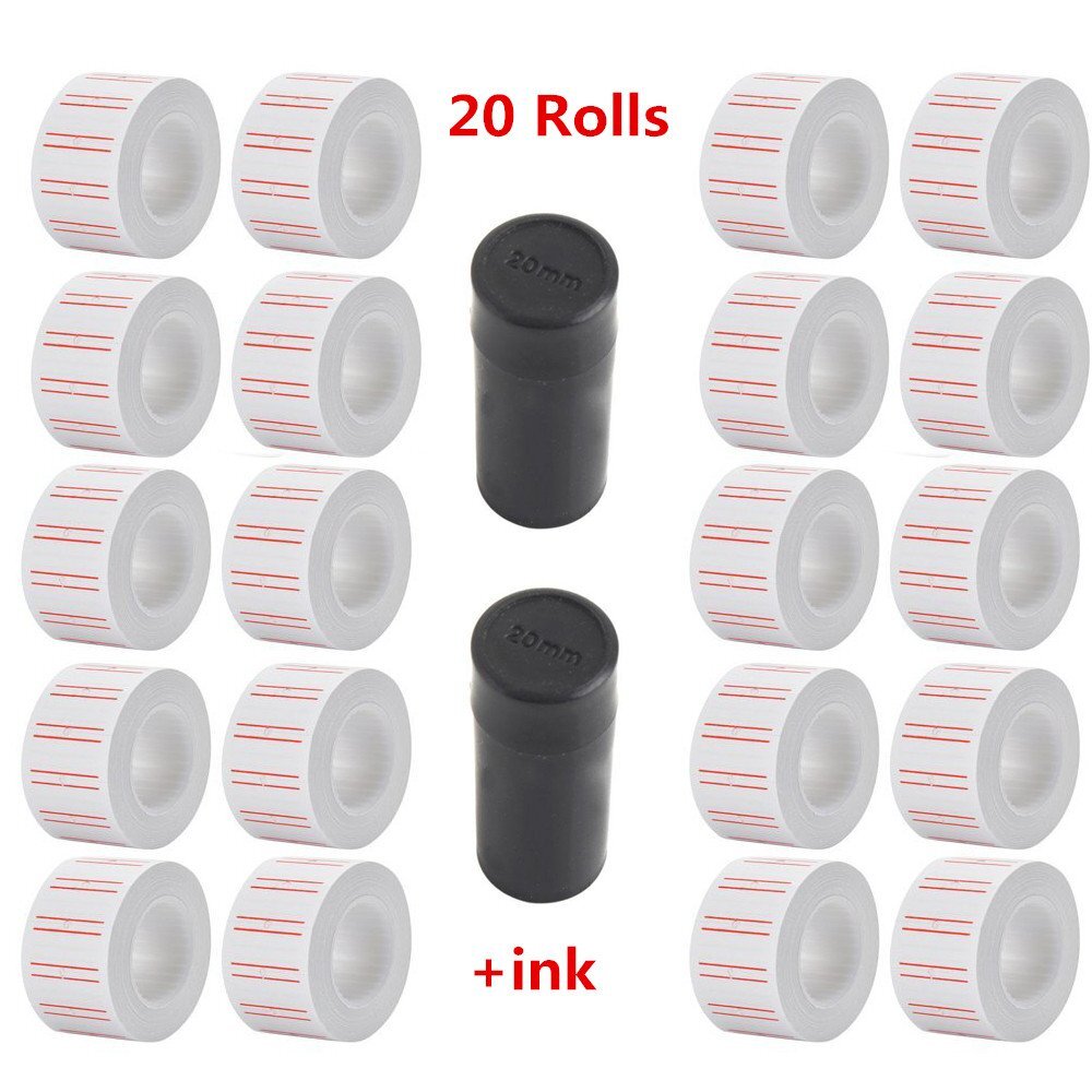 30Rolls White Red Line Price Tag Label For MX-5500 Gun Labeller Sticker 600/Roll