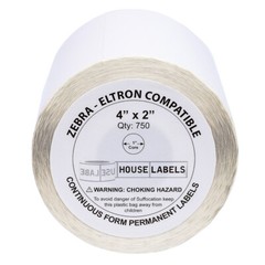 ZEBRA / ELTRON 4×2 (4″ x 2″) Thermal Labels – (1) Roll of 750 Labels – 1″ core