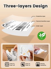4×6 Fanfold Direct Thermal Shipping Labels for Zebra and Rollo 500 PCS