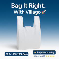 Bags 1/6 Large 21 x 6.5×11.5 Clear .51 Mil T-Shirt Plastic Grocery Shopping Bags