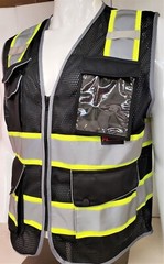 Hi Visibility Reflective Black Safety Vest (Small to 2XL)
