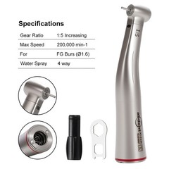 Dental 1:5 LED Contra Angle Handpiece Fiber Optic high speed Electric light USA
