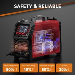 6IN1 MIG Welder 200A Multi Process w/Gasless Flux Core Stick Lift TIG 110V/220V
