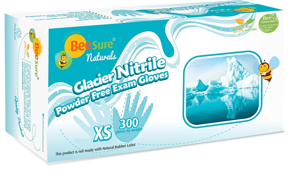 Be2925 Naturals Glacier Nitrile Powder Free Exam Gloves 3 Mil Xsmall Nitrile Bea