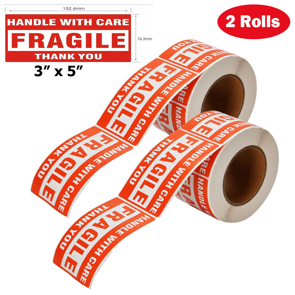 1000 Fragile Stickers 3×5 HANDLE WITH CARE THANK YOU 500 / Roll Warning Labels