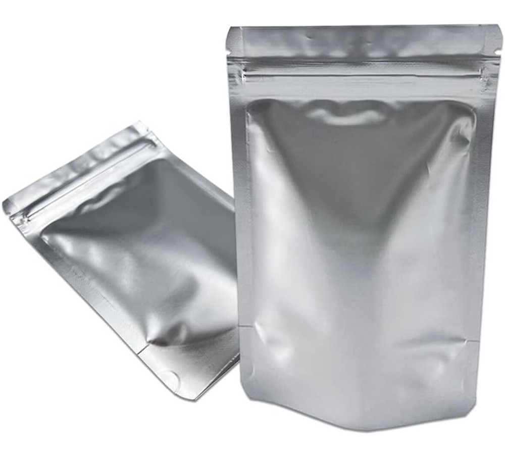 Mylar Bags (BEST) | 5×8” Heavy Duty Silver Stand Up Resealable Pouch (100 Count)