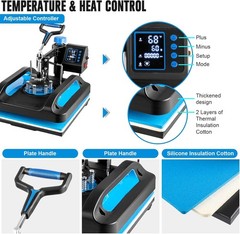 15″x15″ 5 in 1 Heat Press Machine T-Shirt Sublimation Printing with 30OZ Tumbler
