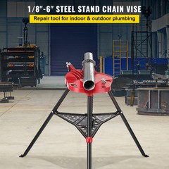 VEVOR 460-6 Tripod Pipe Chain Vise 6″ Capacity Foldable Steel Legs w/ Tool Tray