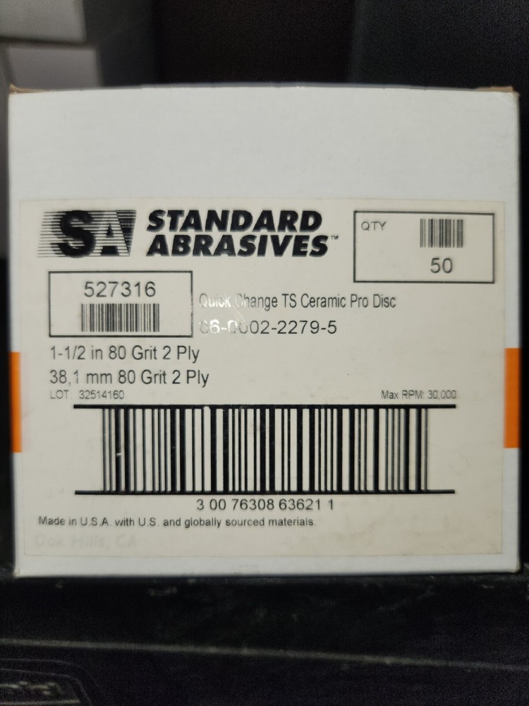 Standard Abrasives 527316 Quick Change Ceramic Pro Disc 1-1/2″-80 GRIT, Qty.50