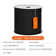 VEVOR Arborist Tree Climbing Rope Braided Nylon Rope 3/16″ x 1000′ 32-Strand