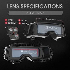 True Color Auto Darkening Welding Goggles/ Glasses with Shade Range 4/5-9/9-13