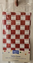 Vintage Design Red White Checkered Print Table Cover Spritz Tablecloth RARE!❤️🤍