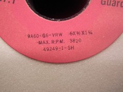 Cincinnati Milacron Grinding wheel 9A60 G6-VRW 6 x 1/2 x 1-1/4″ 3820 RPM