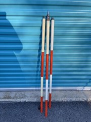 Vintage Prism Pole Red White Surveying Monopod, 3-pc, 12 ft