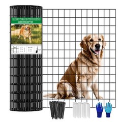 Welded Wire Fence 36inch x 2inch x 3inch Black PVC Coated Garden Fencing 50ft