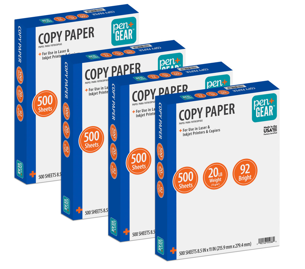 Copy Paper, 8.5″ x 11″, 92 Bright, 20 lb., 4 Reams (2,000 Sheets) Free Shipping