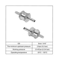 2 Pcs 8mm 5/16″ Fuel Non-Return One Way Check Valve Petrol Diesel Oil Aluminum
