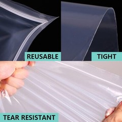 100PCS Clear Zip Seal Plastic Bags Jewelry Zipper Top Lock Reclosable Baggies