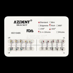 AZDENT Dental Orthodontic Brackets Braces Standard Roth .022 Hooks 3-4-5