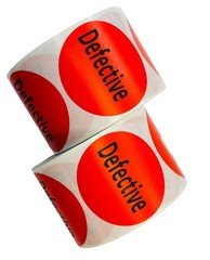 Defective Labels – 2″ Round Red Quality Control Inventory Stickers 2RLS of 500EA