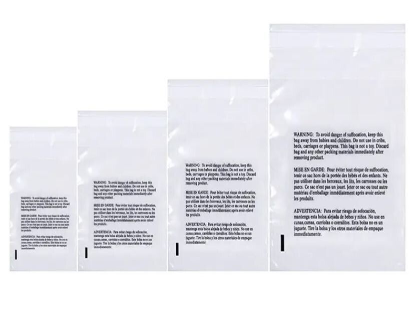 Poly Bags Suffocation Warning Clear Merchandise 1.5 mil For Amazon