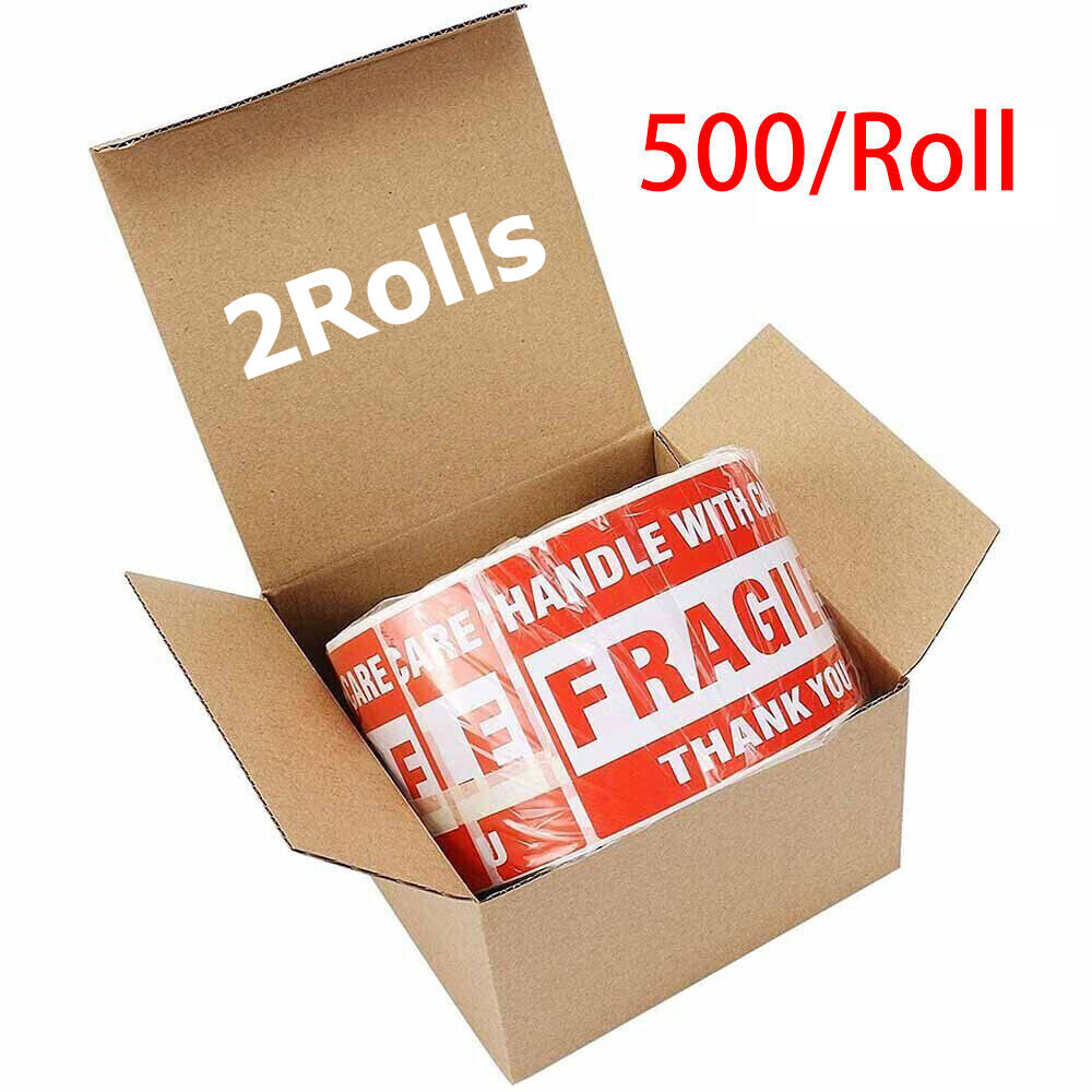 2Roll 500/Roll 3×5″ Fragile Handle with Care Thank You Shipping Labels Stickers