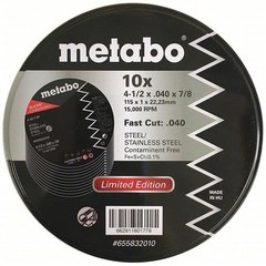 100ea! Metabo 655832010 4.5″ X .040 X 7/8 Original Slicer, Box Of 100!