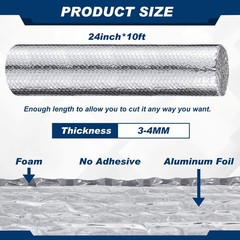 Amylove 2 Rolls Double Reflective Foil Insulation 24 X 20 Ft Aluminum Foil Wrap