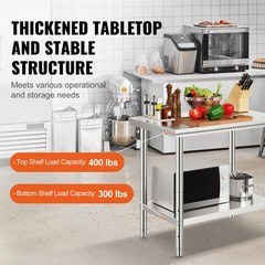 Stainless Steel Work Table 24x36in Commercial Kitchen Equipment Food Prep Table