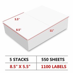 1100 Premium 8.5×5.5 Square Corner Shipping Labels Half Sheet Self Adhesive US