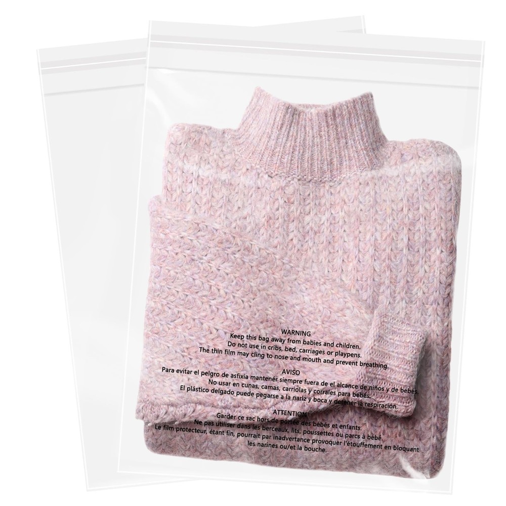 Wepoly – 12 X 15 100 Count Self Seal Clear Poly Bags Suffocation Warning For