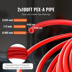 VEVOR 1/2” 2x100ft Blue & Red PEX-A Tubing/Pipe for Potable Water with Cutter