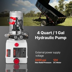 VEVOR 4 Quart Hydraulic Power Unit DC 12V Double Acting Hydraulic Pump White