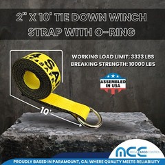 USA 2″ x 10′ Winch Lasso Strap O Ring Tow Truck Trailer Wheel-Lift Tire Harness
