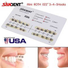 10 packs Dental Orthodontics Metal Bracket Braces Mini MBT 022″Slot Hooks 3-4-5