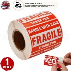 500PCS 1Roll Fragile Stickers 2×3 Fragile Label Sticker Handle With Care Mailing