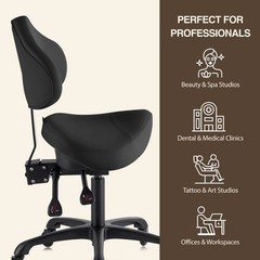 DR.LOMILOMI Ergonomic Saddle Rolling Stool Chair with Backrest 510 KOA
