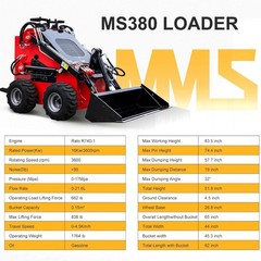 Free Ship MS380 MINI Skid Steer Loaders 23HP Wheeled Skid Steer EPA Gas Engine