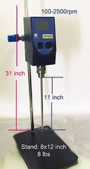 Azzota® Heavy Duty LCD Digital Overhead Stirrer, 20L, 100-2500RPM