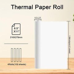4 Rolls A4 Thermal Printer Paper 8.5×11″ for M08F M832 M834 Portable Printer