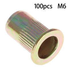 100 Pcs M6 Metric Carbon Steel Rivet Nut Flat Head Threaded Insert Nutsert US