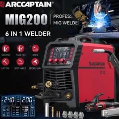 2026 ARCCAPTAIN 200A MIG Welder 110V/220V Gas/Gasless Flux Core Stick Lift Tig
