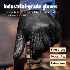 GP Craft Black Nitrile Gloves 8Mil Diamond Grip Disposable Latex-Free 1000/Case