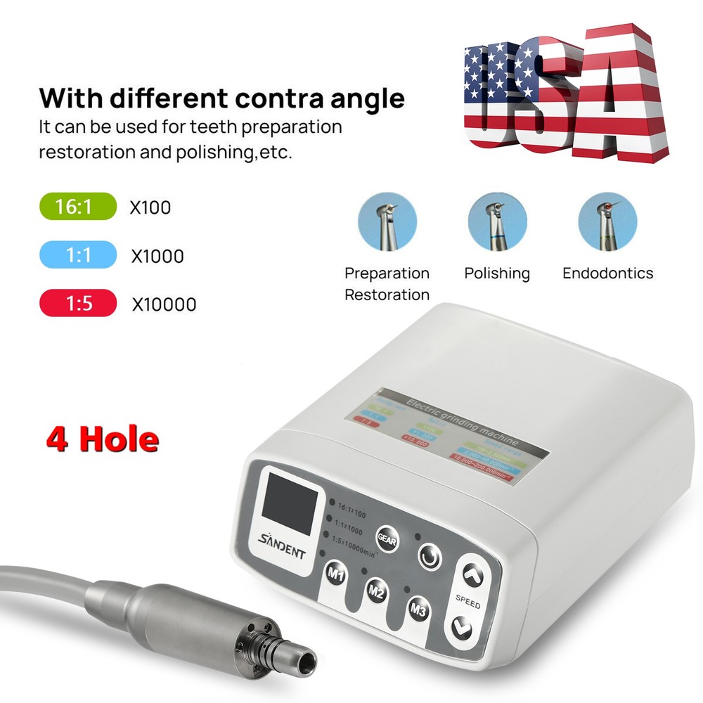 SANDENT Dental Brushless LED Electric Micro Motor Fit 1:1/1:5/16:1 Handpiece