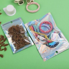 100/200 PCS Holographic Mylar Foil Bag Resealable Ziplock Pouch Packaging Clear