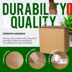 ROWNAK Clear Packaging Tape 12rolls–3.2mil Thick, 2.0 inches Wide,60 Yards Roll